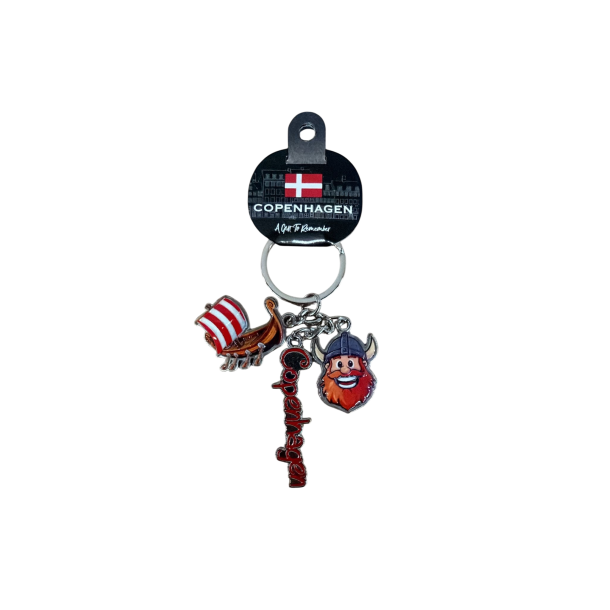 Keyring Pendant Vikingship-Vikinghead-Name CPH