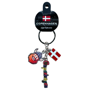 Keyring Pendant Flag-Vikinghead-Name CPH