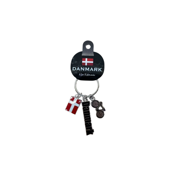 Keyring Pendant Flag-Bike-Name Silver DK