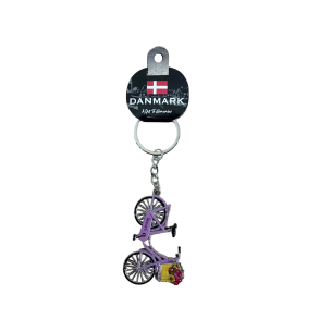 Keyring Bike Flowers Purple DK
