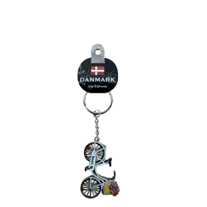 Keyring Bike Flowers White DK