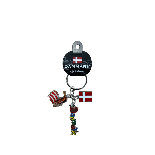 Keyring Pendant Flag-Vikingship-Name DK