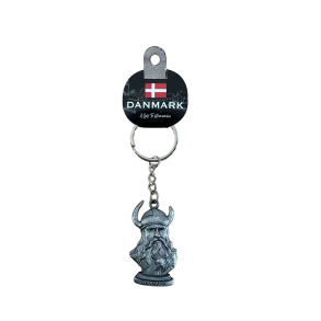 Keyring Vikinghead Silver DK