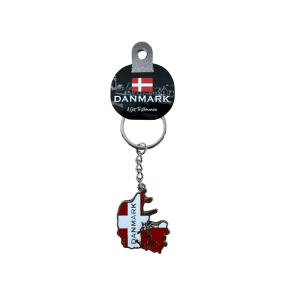 Keyring Country Map Red/White DK