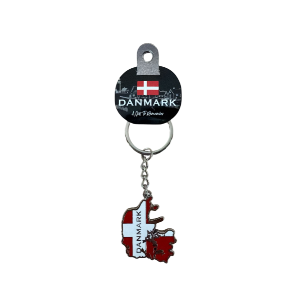 Keyring Country Map Red/White DK