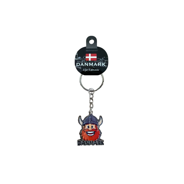Keyring Vikinghead-Name Red/White DK