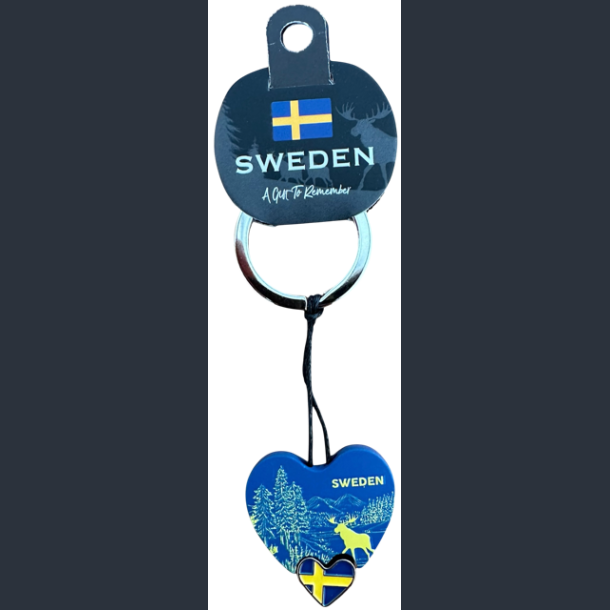 Keyring SE Heart Moose Wood Navy