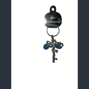 Keyring SE 3 Charms Viking Ship Blue Yellow
