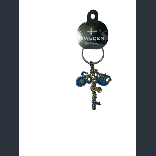 Keyring SE 3 Charms Viking Ship Blue Yellow