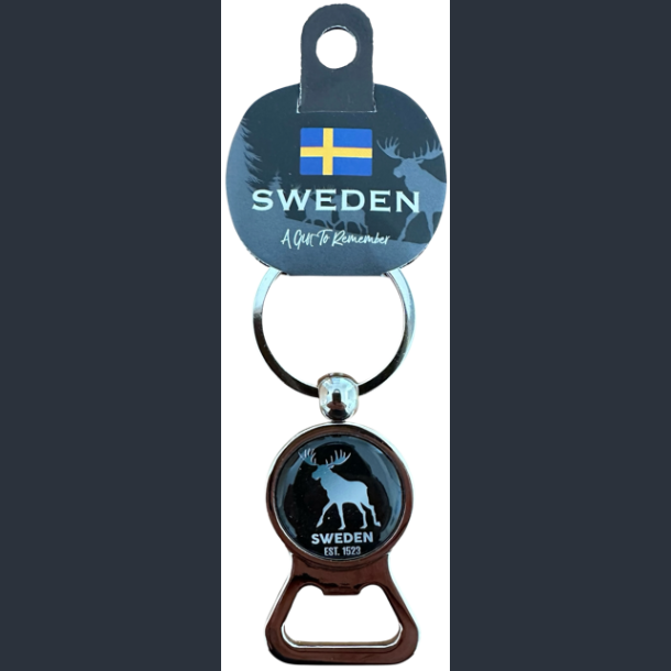 Keyring SE Bottle/Can Round Opener Moose Silver