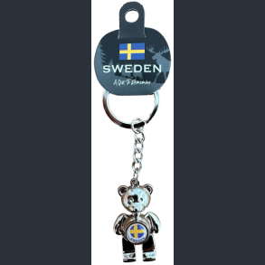 Keyring SE Teddybear Flag Silver