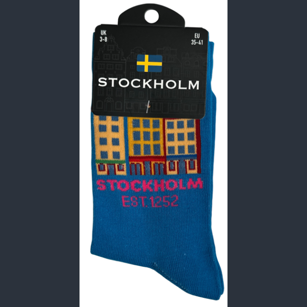 Sock LADY STO Houses Blue