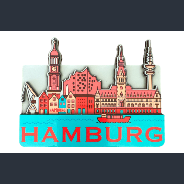 Magnet HAM Skyline Red MDF Shiny 3D