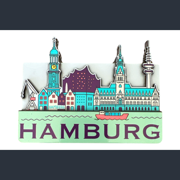 Magnet HAM Skyline Green Blue MDF Shiny 3D