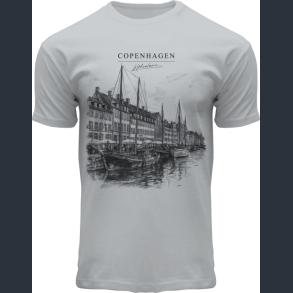 FOX T-Shirt Light Grey Sketch Nyhavn CPH
