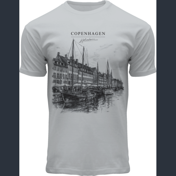 FOX T-Shirt Light Grey Sketch Nyhavn CPH